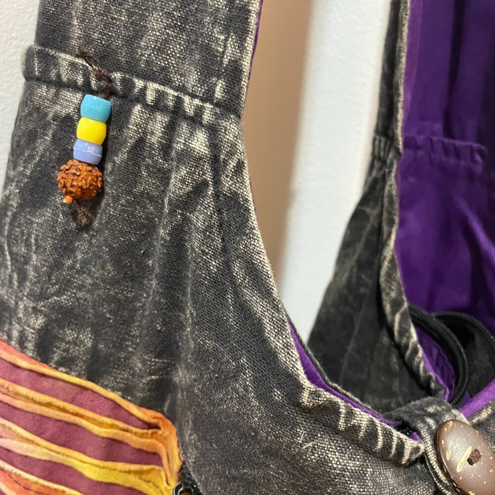 Boho Flowers Fringe Festival Everyday Hobo Bag Flowers - Picture 3 of 10